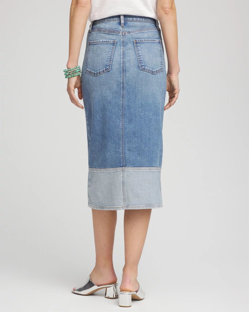 【BAON】Kenco Stitch Pintuck Denim Midi Skirt Cintia - Denim Midi Skirt - Eco Bleach – Nanushka